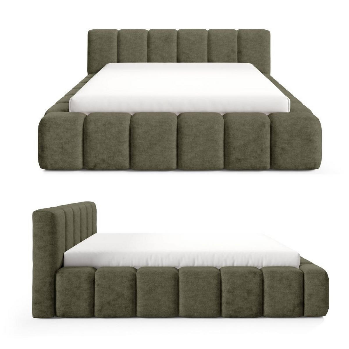 POLSTERBETT KALLA Premium 160x200 cm mit Bettkasten – PERFECT HARMONY 39 - Grün, Holz - Dekori_Interiors