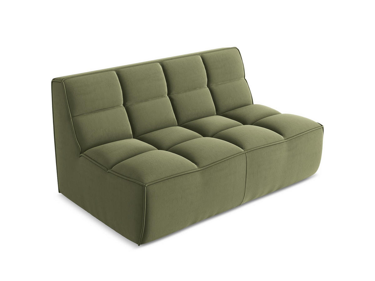 2-SITZER-SOFA Samt Stoff Grün - Schwarz/Olivgrün, Kunststoff/Textil (160/75/93cm) - Makamii