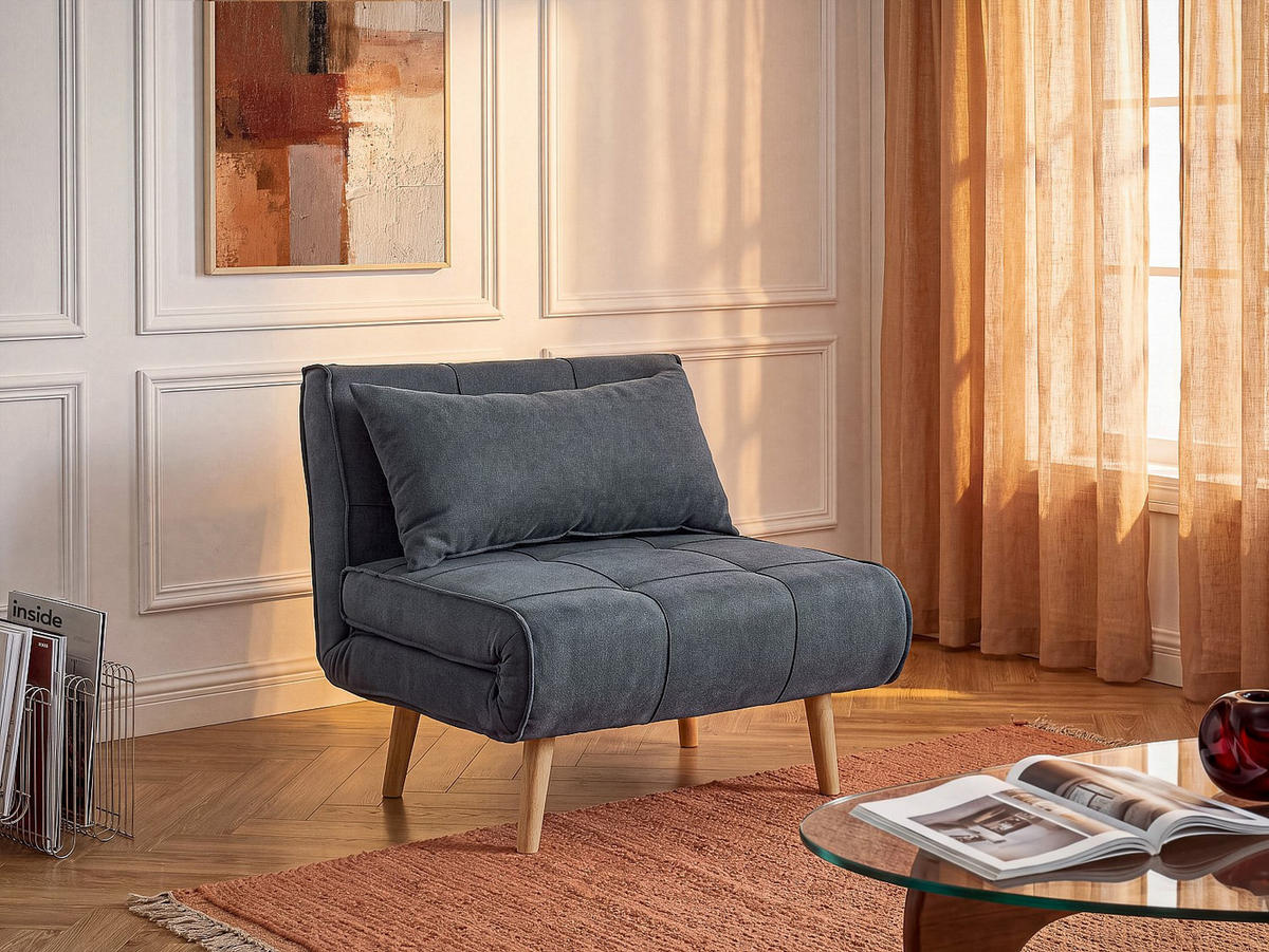 SCHLAFSESSEL - 1 Person - stoff - grau Chila - Grau, Textil (90/83/82cm) - Vente-Unique