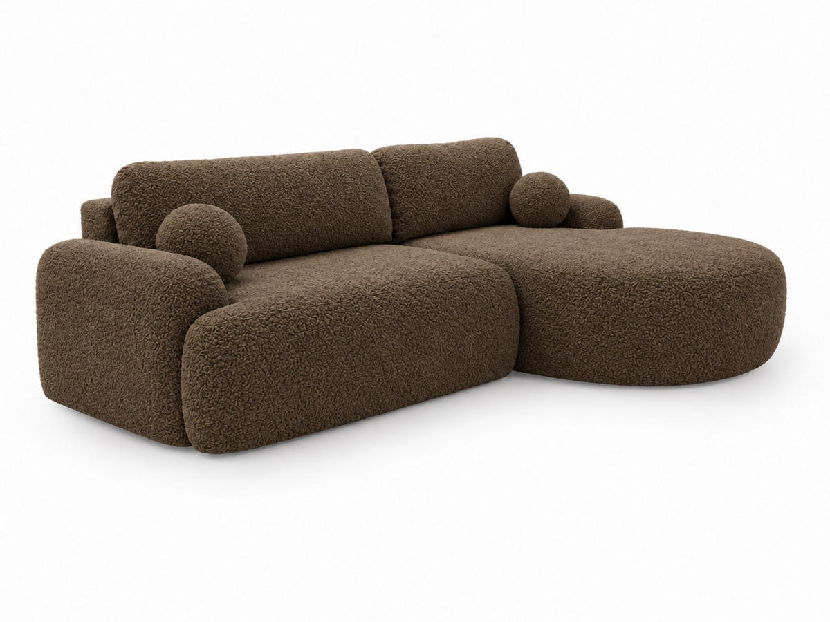 ECKSOFA Aurio Dunkelbraun Rechts - Dunkelbraun, Holz/Textil (261/177cm) - Graingold