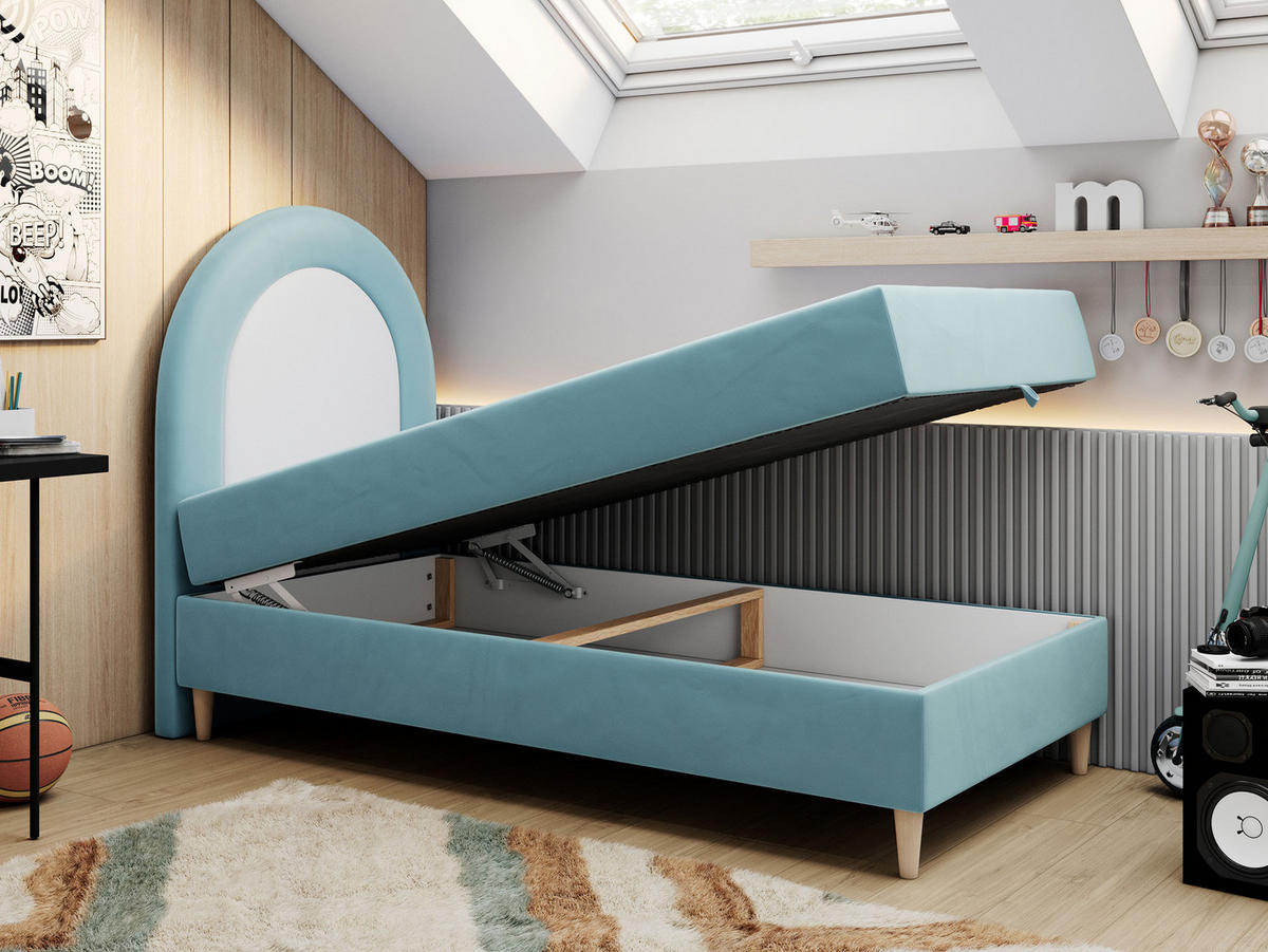 BOXBETT NEST 90/180 Blau Velvet - H3 - Blau, Holz/Textil (90/180cm) - MKS