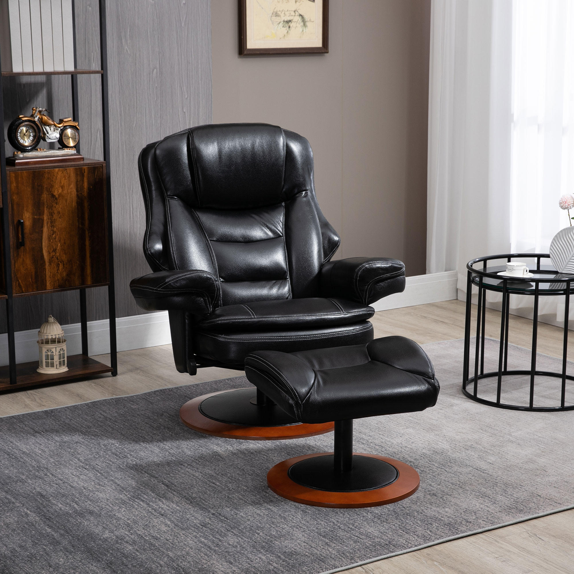 RELAXSESSEL, Fernsehsessel, Schwarz - Schwarz, Leder (97/104/94cm) - HOMCOM