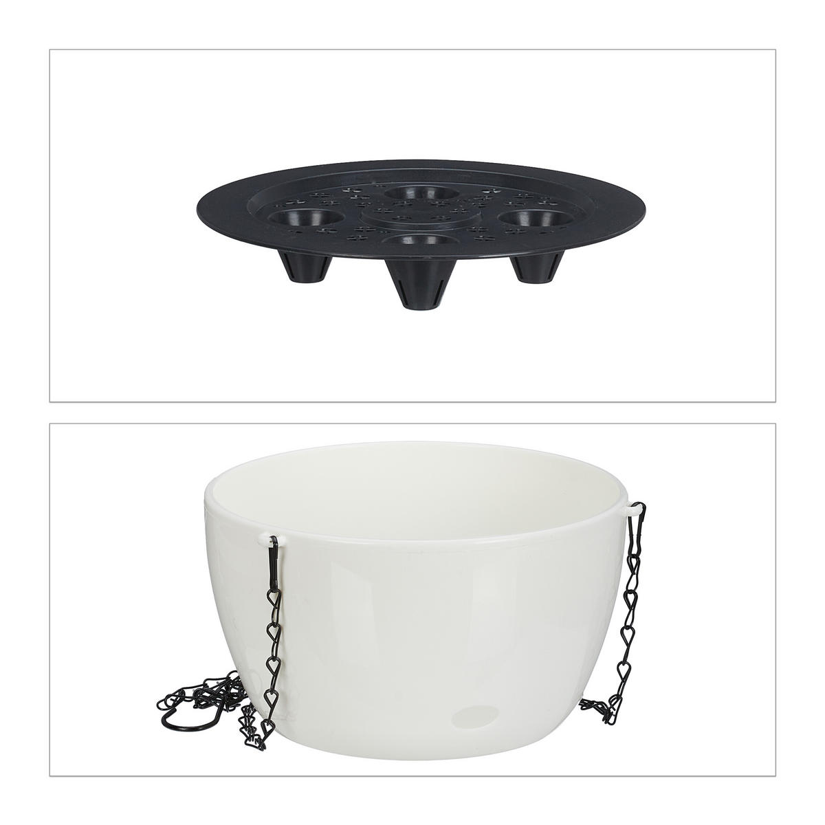 3-TLG.BLUMENAMPEL-SET - Weiß, Kunststoff/Metall (67cm) - Relaxdays