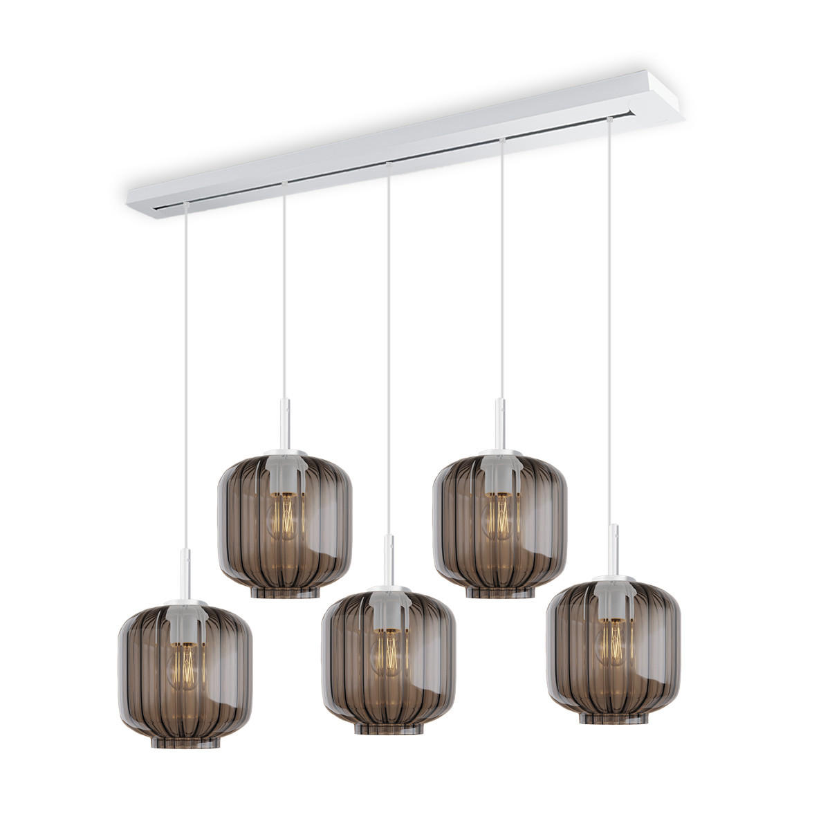 HÄNGELEUCHTE Velo 5-flammig Rauch Ø 20cm - Anthrazit/Weiß, Glas (20/20/20cm) - s.luce