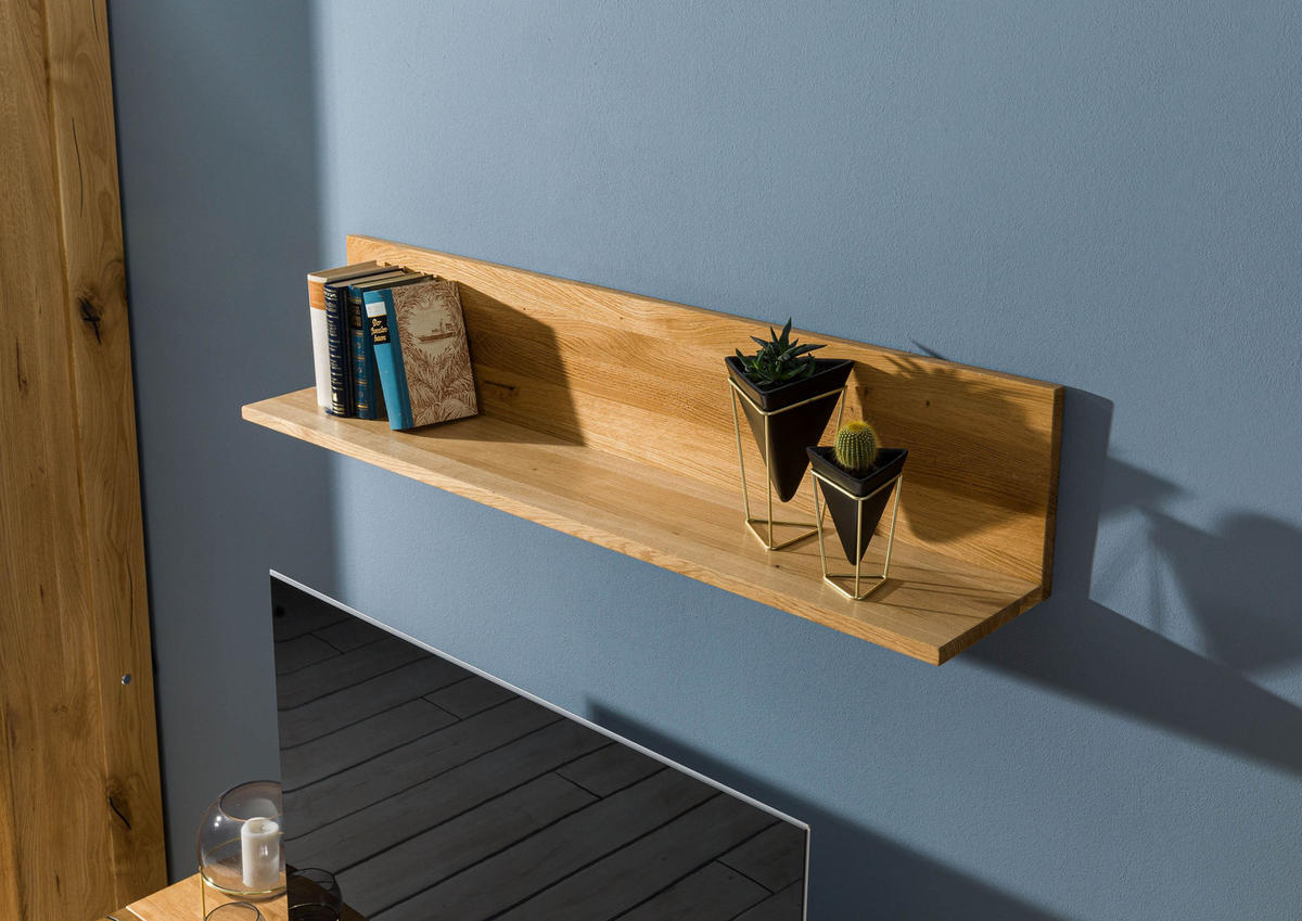 WANDREGAL Wildeiche 120x22x24 natur geölt KENT #112 - Naturfarben, Holz (120/24/22cm) - Massivmoebel24