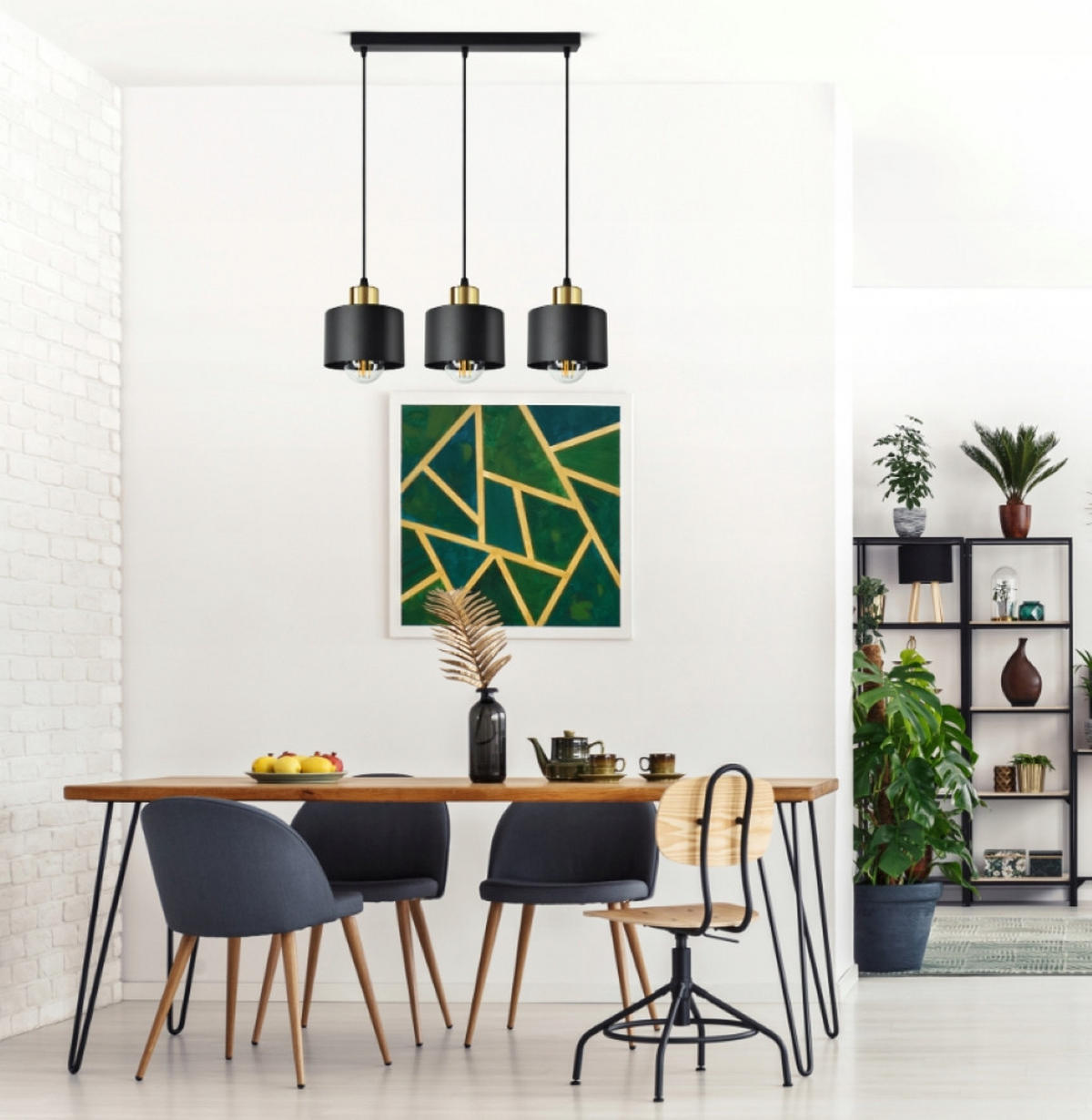 PENDELLEUCHTE BLACKSPOT - Goldfarben/Schwarz, Metall (12/55/80cm) - kiki design