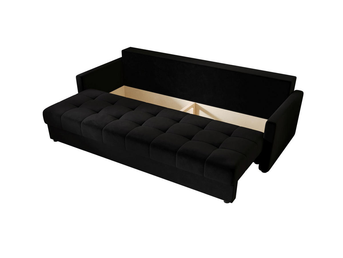 SOFA MOS mit Schlaffunktion ITAKA 15 mit Stauraum - Schwarz, Textil (84/72/220cm) - Bedante