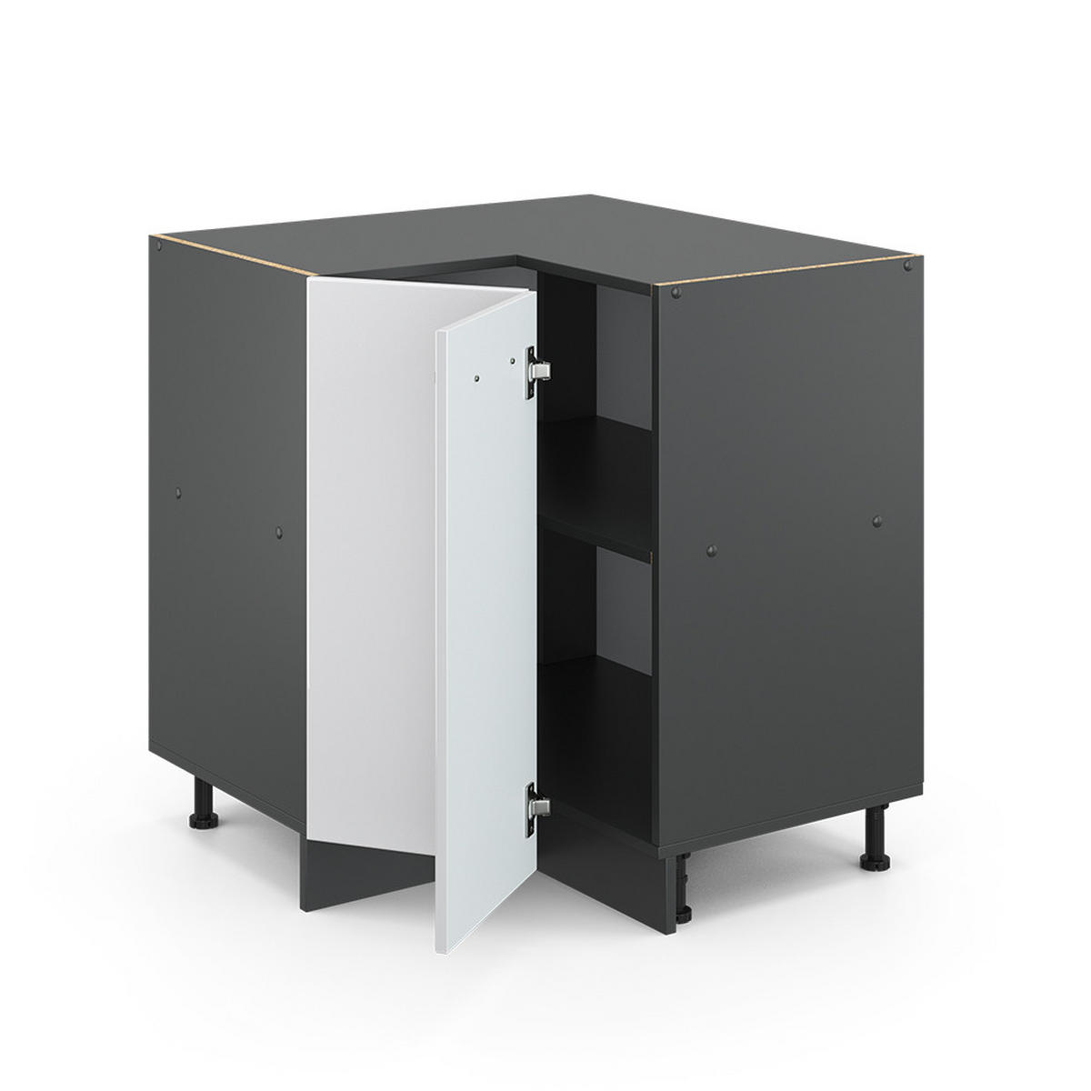 ECKUNTERSCHRANK R-Line Weiß Hochglanz 75.6 cm AP Marmor - Weiß Hochglanz/Anthrazit, Holzwerkstoff (75.6/81.6/60cm) - Vicco