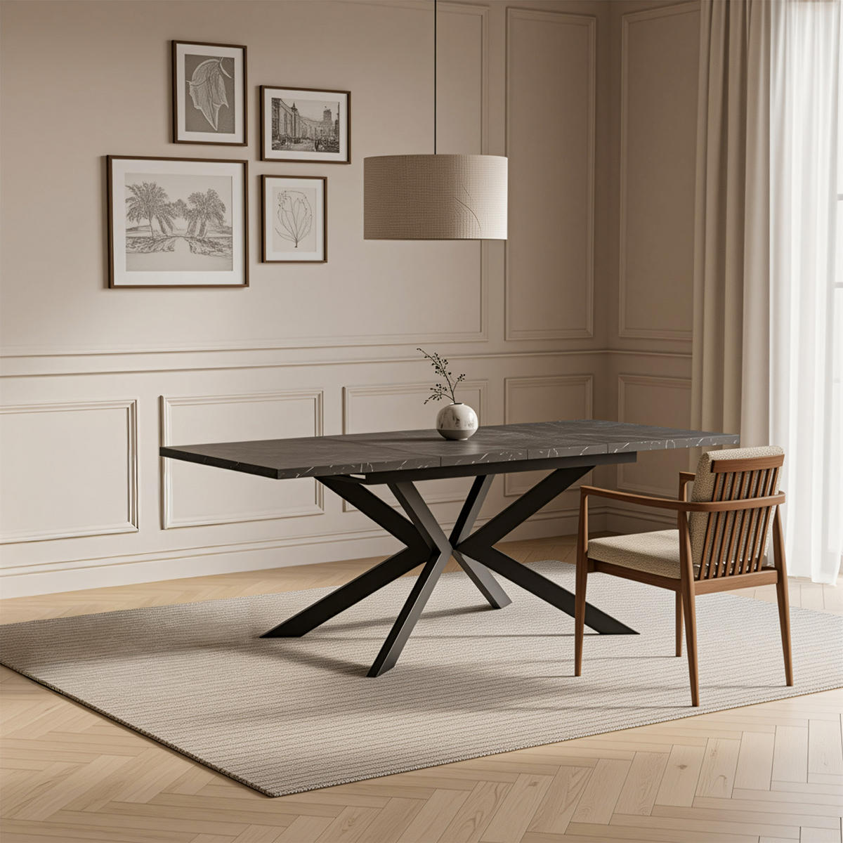 AUSZIEHTISCH MALTEK 140-220/90/76 cm - Anthrazit/Schwarz, Metall (90/140/76cm) - DUBI Möbel