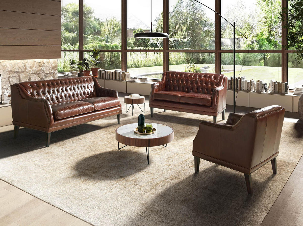 CHESTERFIELD-SESSEL Chester-Sessel aus cognacbraunem Leder 75/81/80 cm - Cognac/Walnussfarben, Leder/Holz (75/80/81cm) - ANGEL CERDA