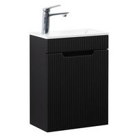 GÄSTE-WC-MÖBELSET Thermis 2 Teile Schwarz Matt - 40 x 22 x 53 cm - Schwarz, Holz (40/53/22cm) - Badplaats