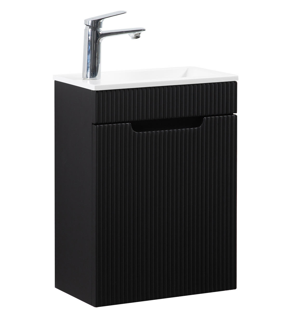 GÄSTE-WC-MÖBELSET Thermis 2 Teile Schwarz Matt - 40 x 22 x 53 cm - Schwarz, Holz (40/53/22cm) - Badplaats
