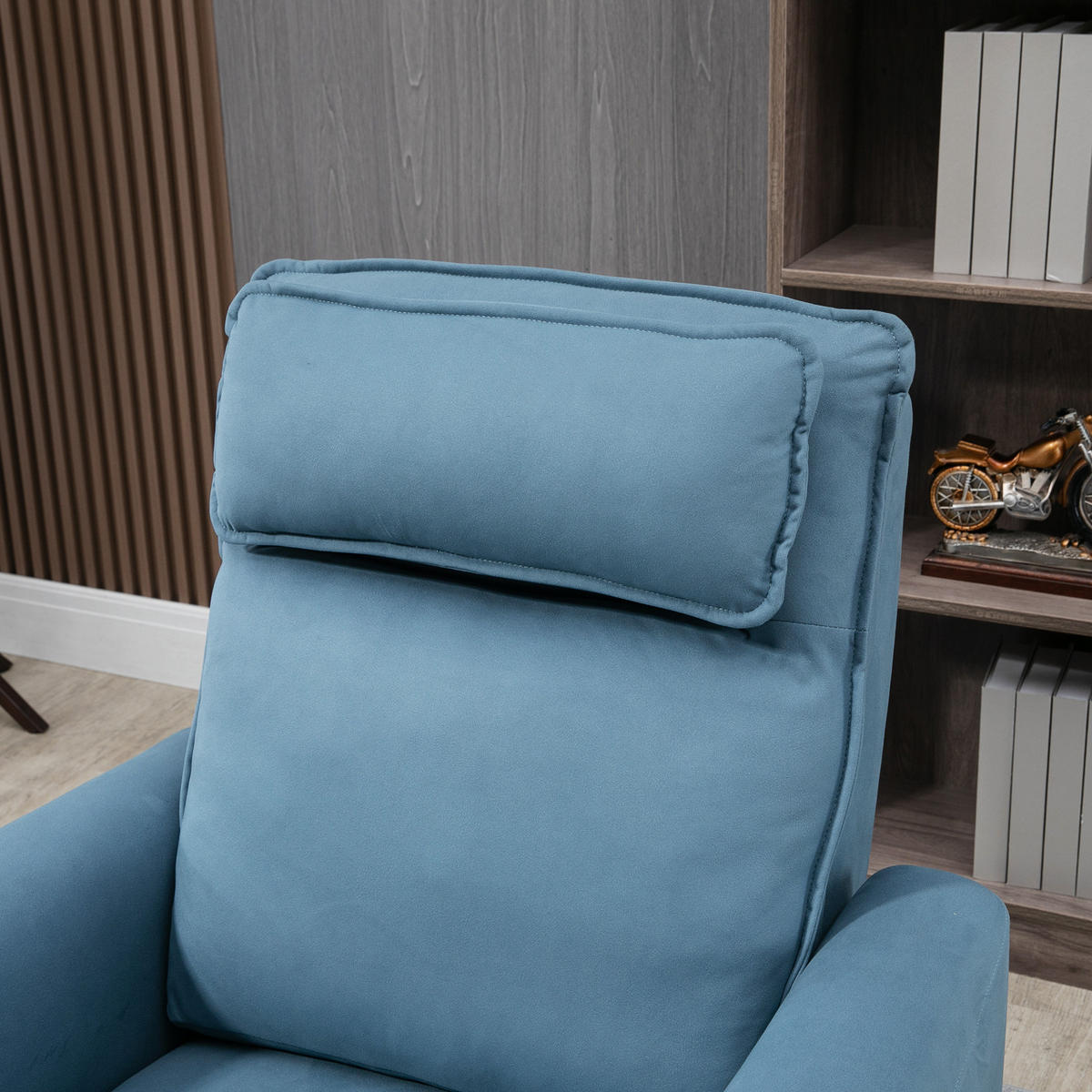 SESSEL mit Aufstehhilfe, Samt Stahl Blau - Blau, Textil (89.5/105/84cm) - HOMCOM