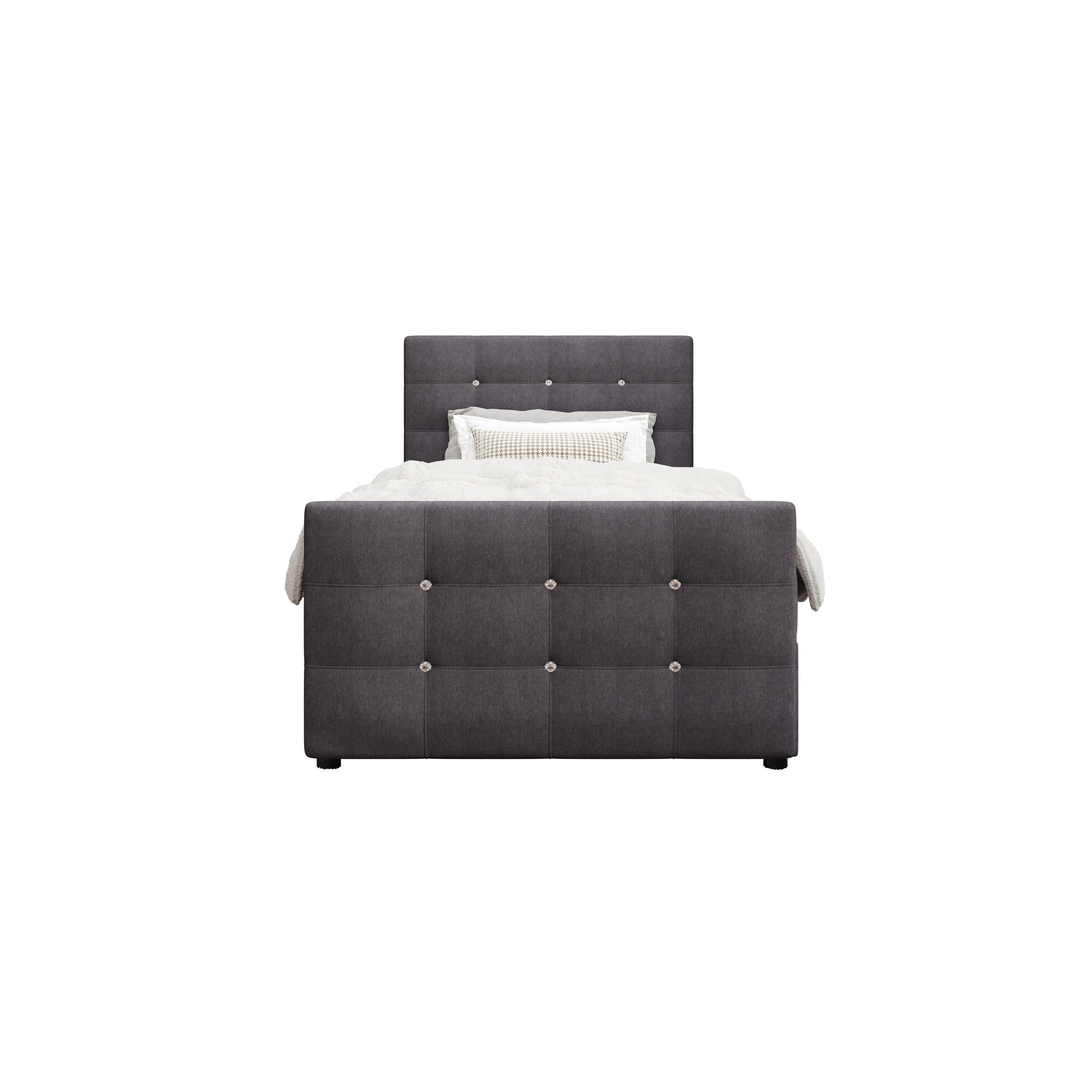 BOXBETT KLEO mini 100x200, mit Matratze H3 und Topper, Cosmic 97 - Grau, Holz/Kunststoff (100/200cm) - Bedante
