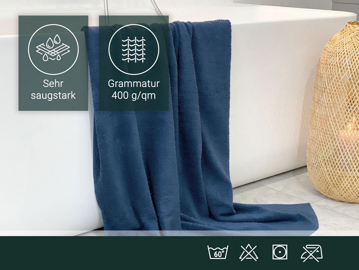 BADETUCH, 2er-Set, 100x150 cm, 100% Baumwolle, Blau - Dunkelblau, Textil (100/150cm) - Zollner