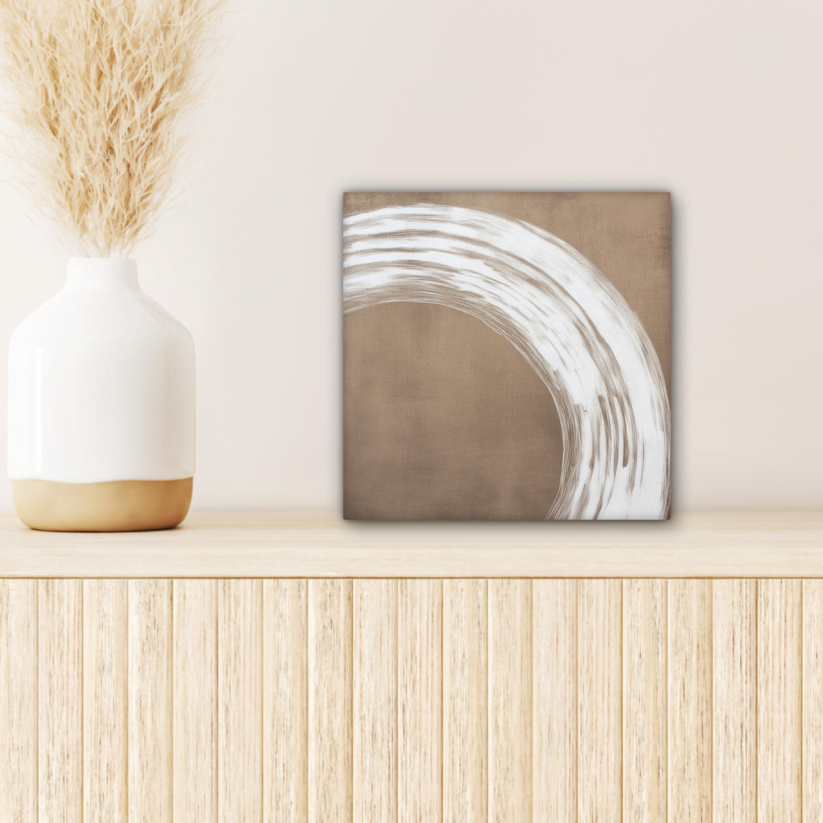 LEINWANDBILD Farbe - Braun - Japandi Deko Wohnzimmer 20x20 cm - Kupferfarben, Textil (20/20cm) - MuchoWow