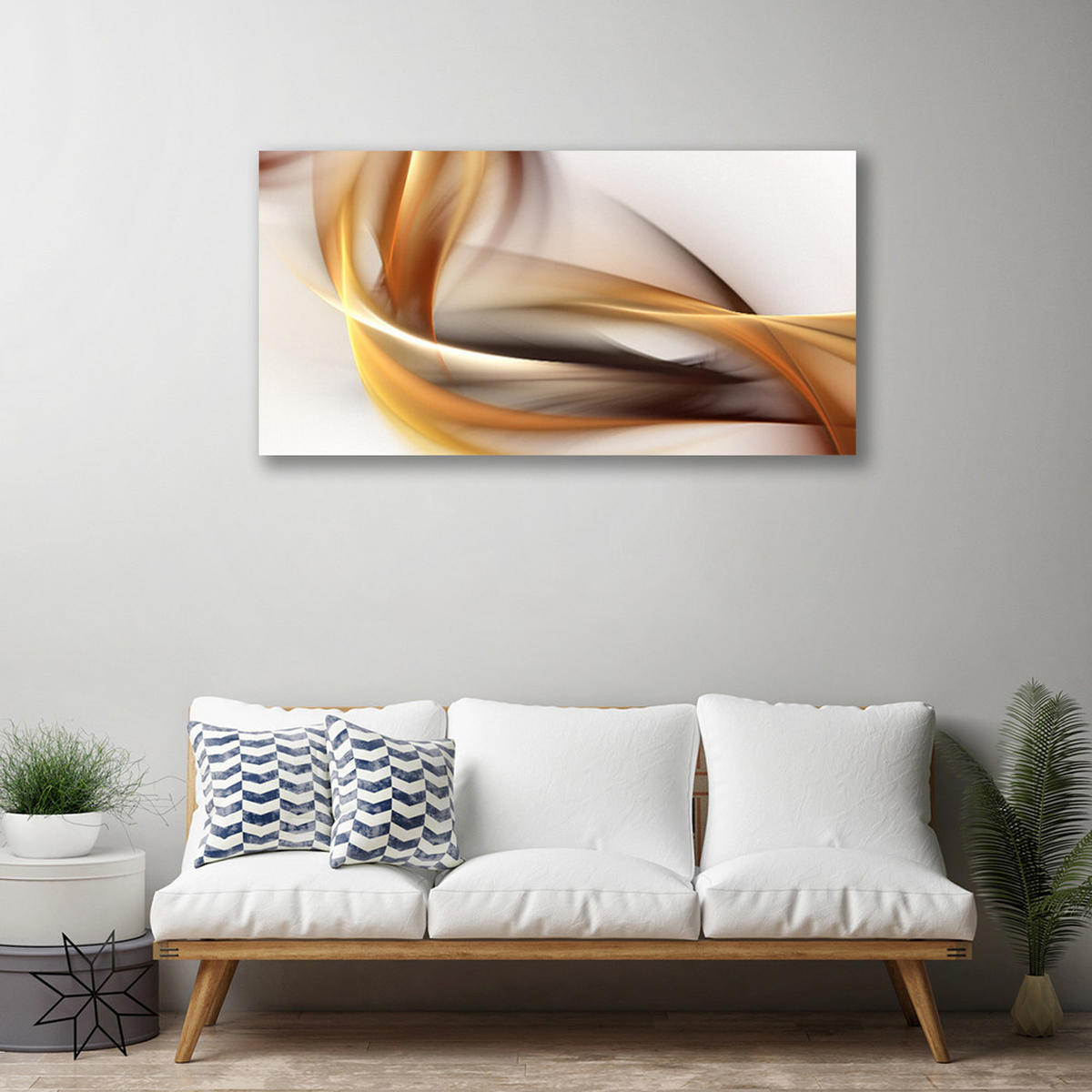 LEINWANDBILD 100x50 cm Jansa-Abstraktion - Creme/Orange, Textil (100/4cm) - TULUP