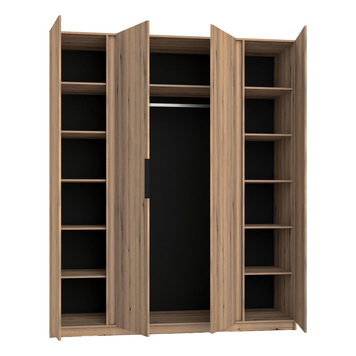 KLEIDERSCHRANK Nehir Eiche Evoke/Schwarz 200 cm - 4T Modern - Eichefarben/Schwarz, Holzwerkstoff/Kunststoff (200/239/61.9cm) - AX Living