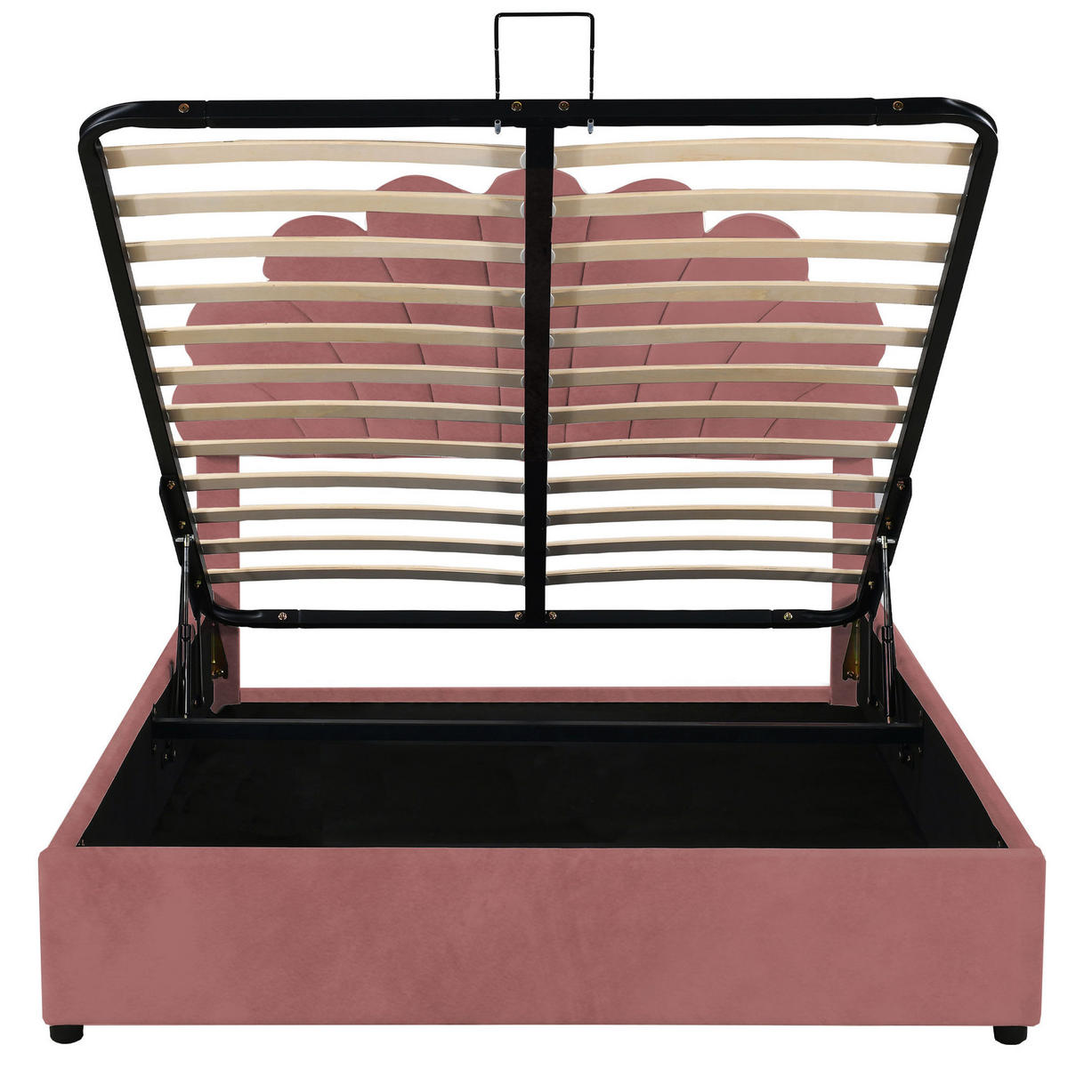 SAMT-POLSTERBETT 140/200 cm mit Bettkasten und verstellbarem Kopfteil in Rosa - Dunkelrosa, Textil (140/200cm) - BEAOK