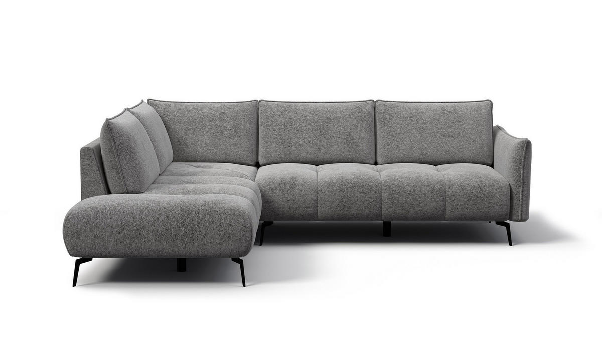 ECKSOFA AERA 5-Sitzer links, platingrau - Schwarz/Grau, Holz/Textil (268/206cm) - Courtois Laville