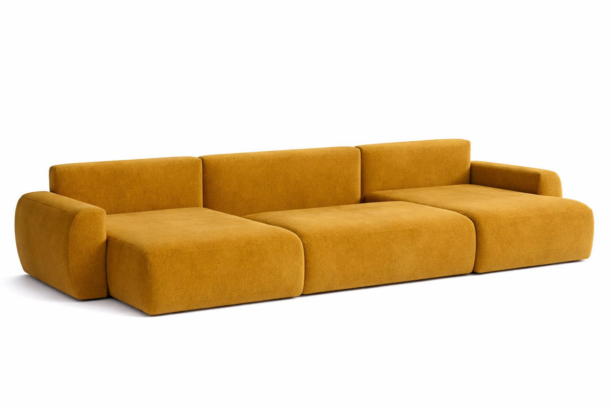 ECKSOFA Mit Schlaffunktion Und Bettkasten U-Form Ariel U, Veloursstoff Salvador, Gelb - Gelb, Holz (342/142cm) - Kaiser Möbel