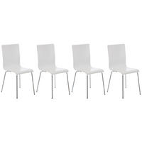 BESUCHERSTUHL 4er Set Tunis Holz Weiß Konferenzstuhl Bürostuhl - Weiß, Holz (43/87/47cm) - DELUKE