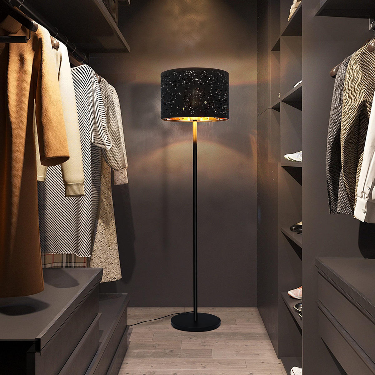 STEHLAMPE Elara 30/30/145 cm - Schwarz, Metall (30/30/145cm) - ZMH