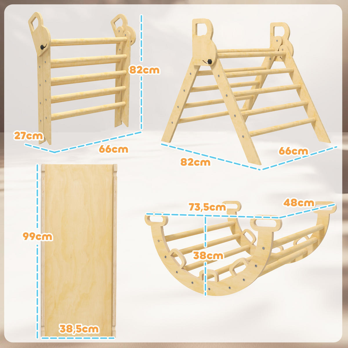 KLETTERSET DE-18388 Natur - Naturfarben, Holzwerkstoff (66/185cm) - ComfortXL