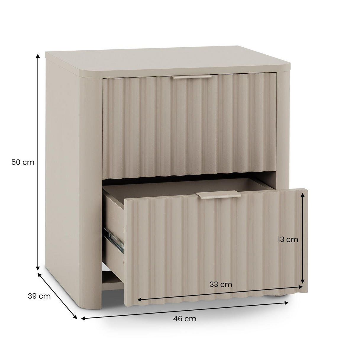 NACHTTISCH ELLA hellgrau - Hellgrau, Holzwerkstoff (45/50/39cm) - IDIMEX