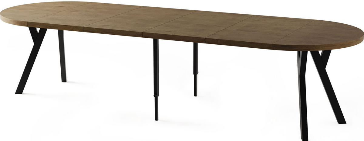 ESSTISCH Twixy XXL groß rund oval ausziehbar, Eiche Braun Rustikal 100-300/100/76 cm - Alteiche/Schwarz, Holz/Holzwerkstoff (100/100/76cm) - WFL GROUP