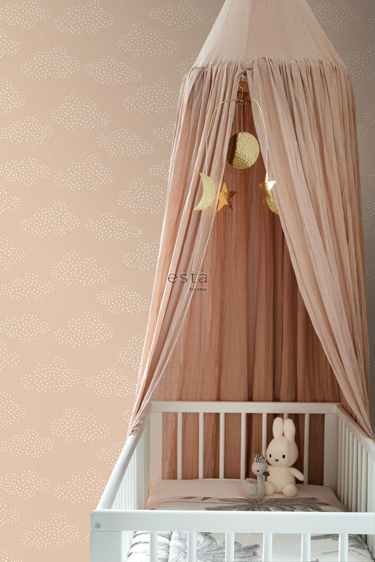 TAPETE kleine Wolken 50 x 900 cm - Terracotta, Papier (50/0.1cm) - ESTAhome