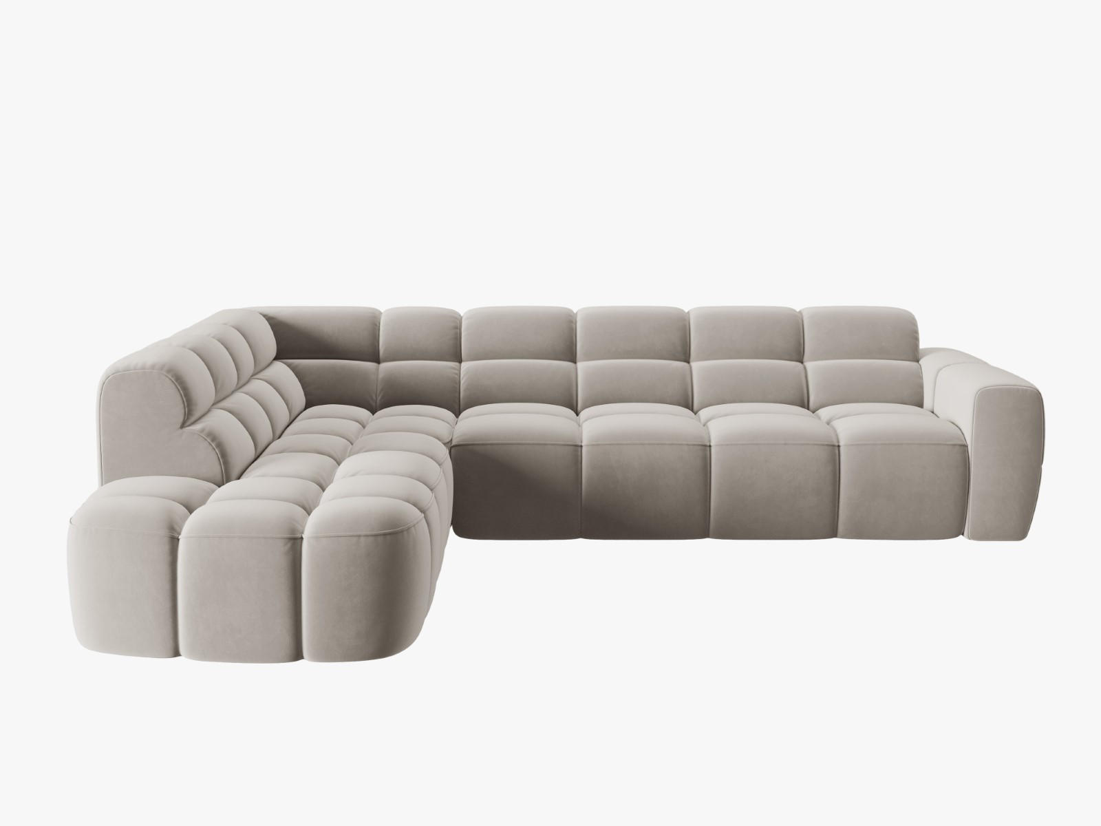 ECKSOFA links Lisa aus Samt leichtes beige 5 Sitzplätze - Creme, Textil (234/293cm) - Micadoni