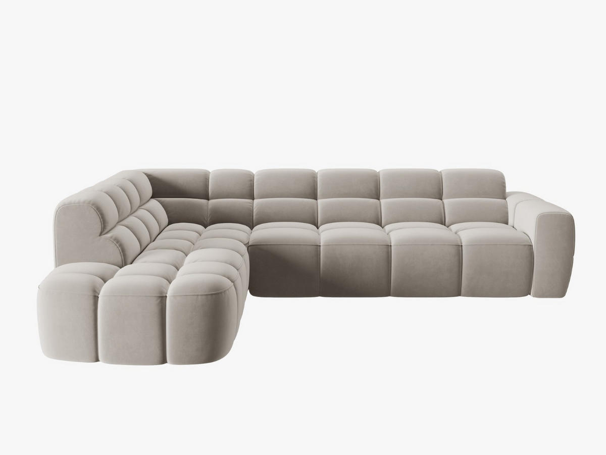 ECKSOFA links Lisa aus Samt leichtes beige 5 Sitzplätze - Creme, Textil (234/293cm) - Micadoni