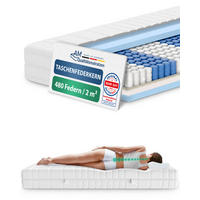 TASCHENFEDERKERNMATRATZE 100/200 cm H2 - 20cm Höhe & Toledo Bezug - Weiß, Textil (100/200cm) - AM Qualitätsmatratzen