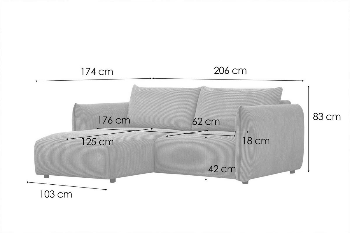 ECKSOFA TAUER 3-Sitzer, mintgrün - Schwarz/Mintgrün, Holzwerkstoff/Kunststoff (173/206cm) - Courtois Laville