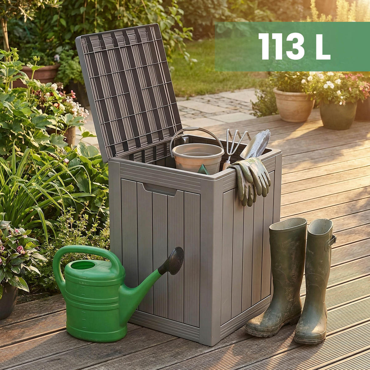GARTENBOX 113L Grau - Grau, Kunststoff (46/58.5/43cm) - Akord