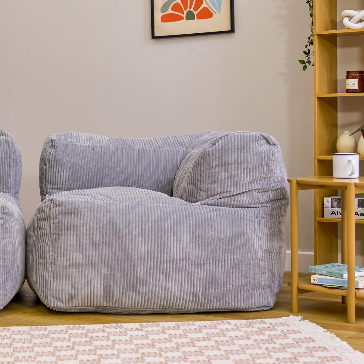 SITZSACK-ECKSESSEL ZEN modular Cord - Grau, Textil (100/68/100cm) - icon