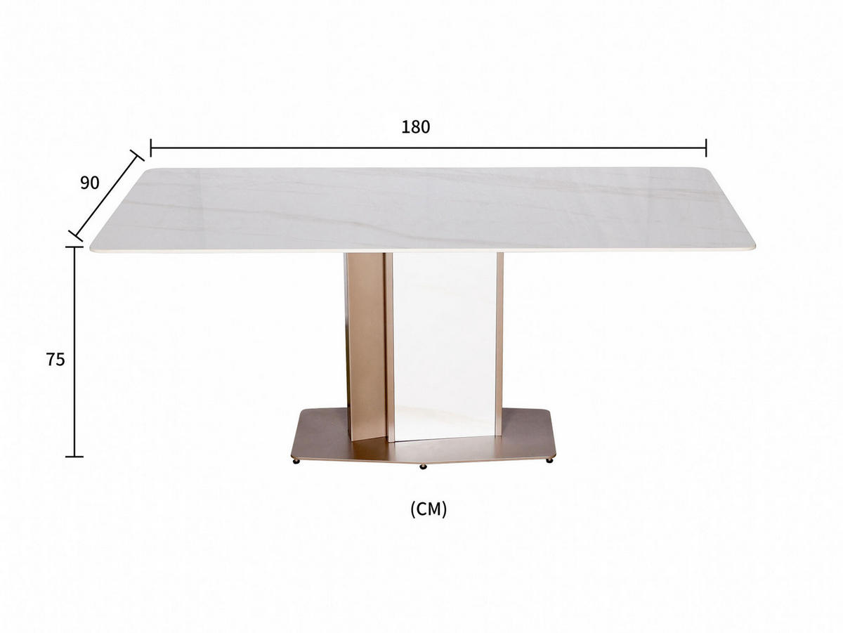 ESSTISCH MODIG Weiß 180x90x75 cm - Weiß, Stein (90/180/75cm) - FURNLUX