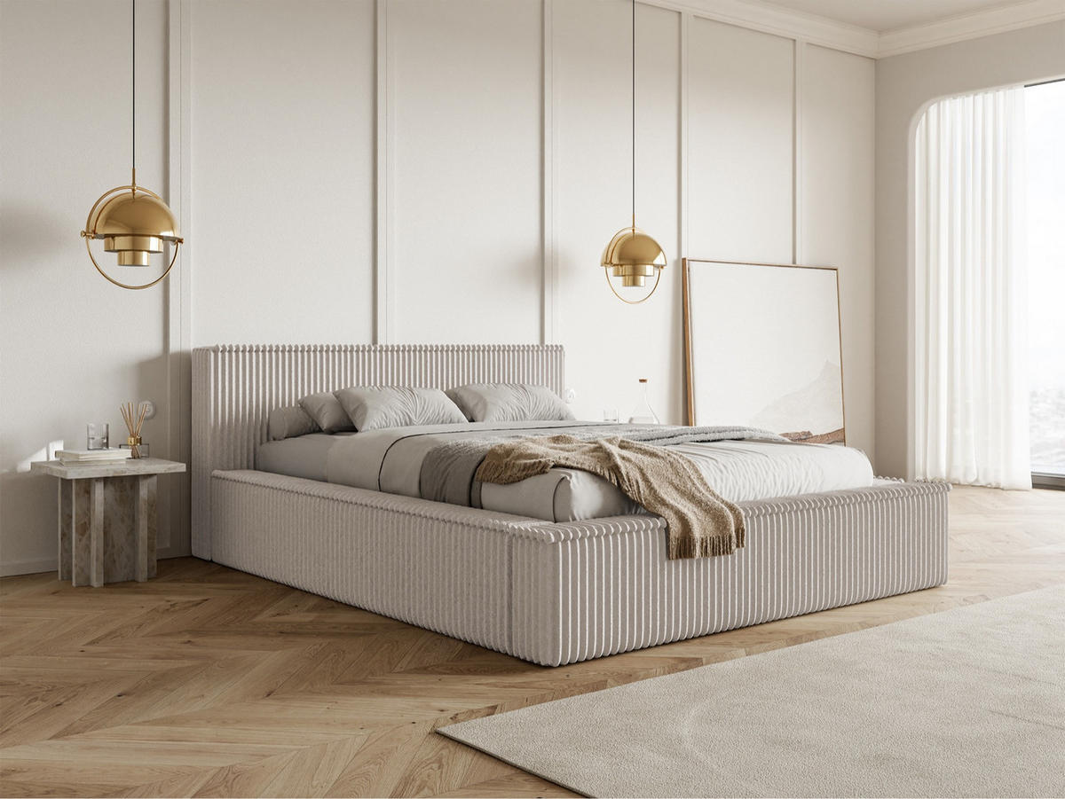 POLSTERBETT AFFOLIO Greige 180x200 cm - Taupe/Schwarz, Holz/Textil (180/200cm) - Selsey