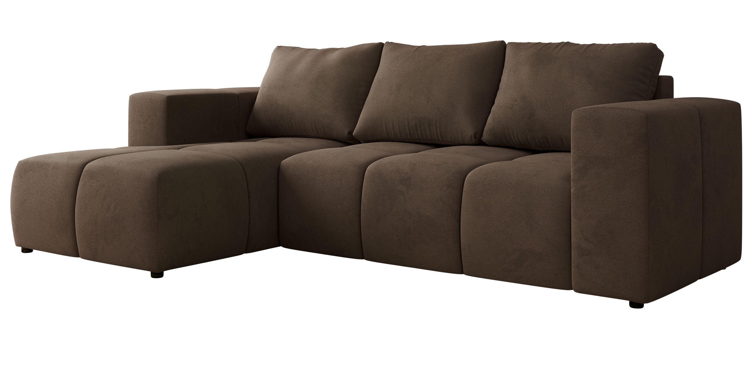 ROHOVÁ SEDAČKA MONIVA L Hnedá Samet - ľavá strana - hnedá/čierna, textil/plast (164/266cm) - MKS