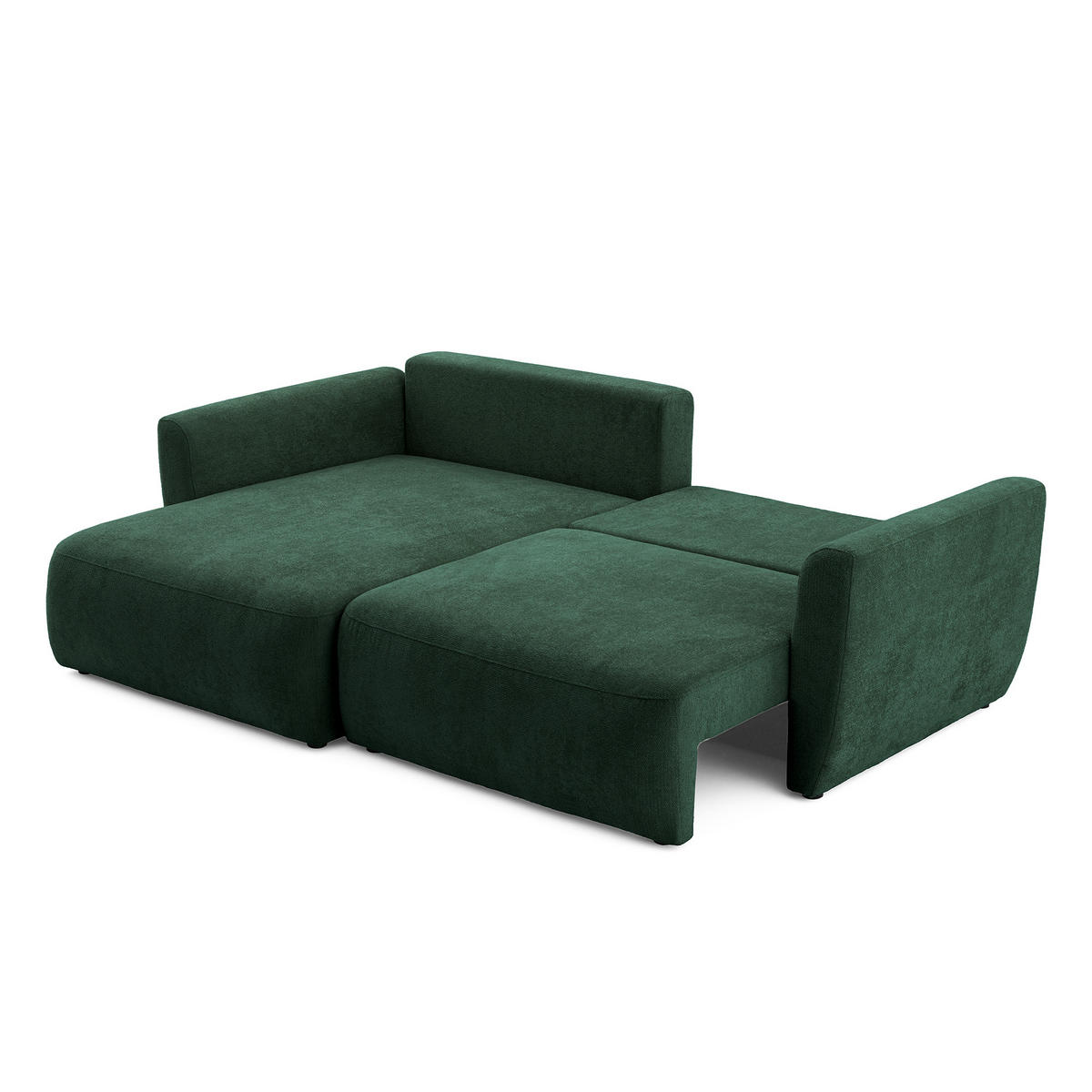 ECKSOFA BELLA L Links mit Schlaffunktion 140x205 Velours Dunkelgrün - Dunkelgrün/Schwarz, Holz/Kunststoff (230/165cm) - Muffo