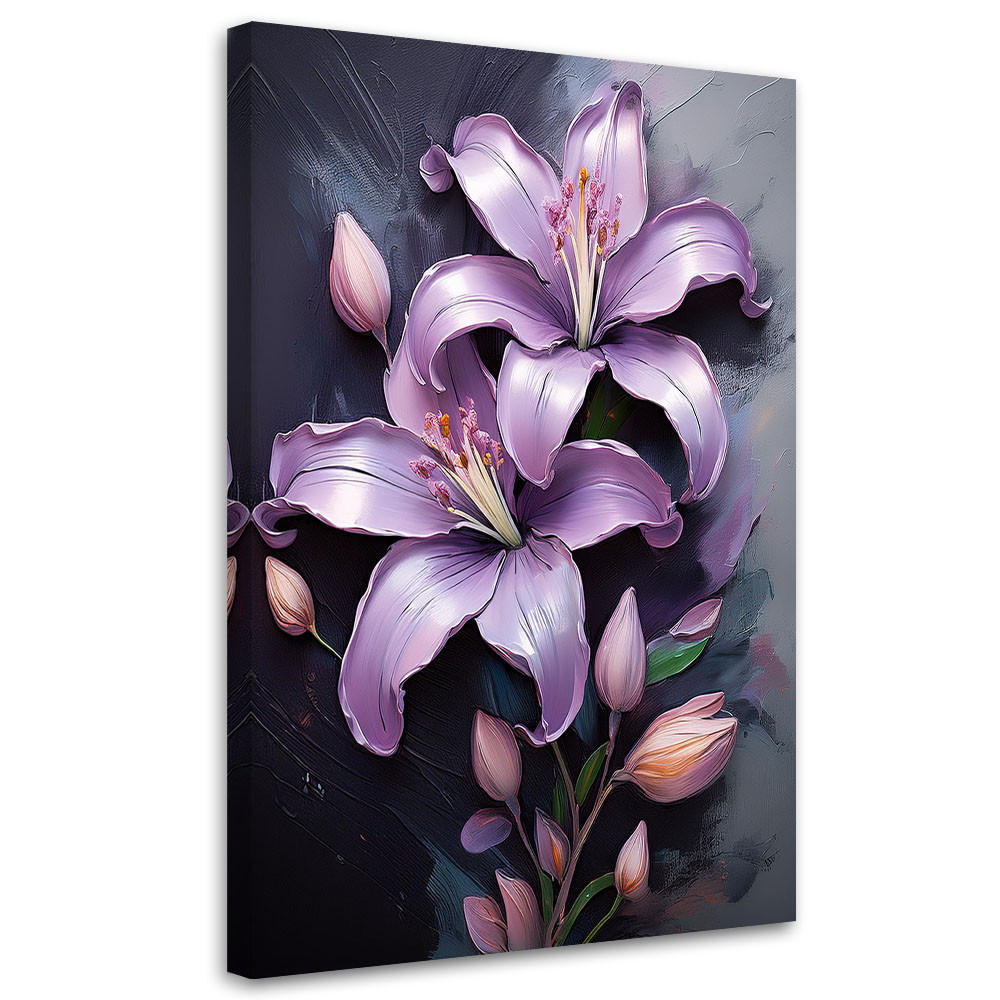 WANDBILD lila bemalte lilienblumen - Lila, Textil (40/60cm) - Feeby