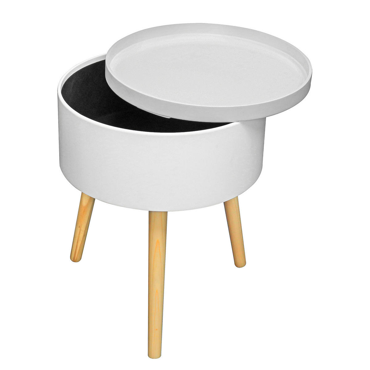 BEISTELLTISCH mit Stauraum - Weiß / Pinie - Weiß, Holz/Holzwerkstoff (38/38/49cm) - home24