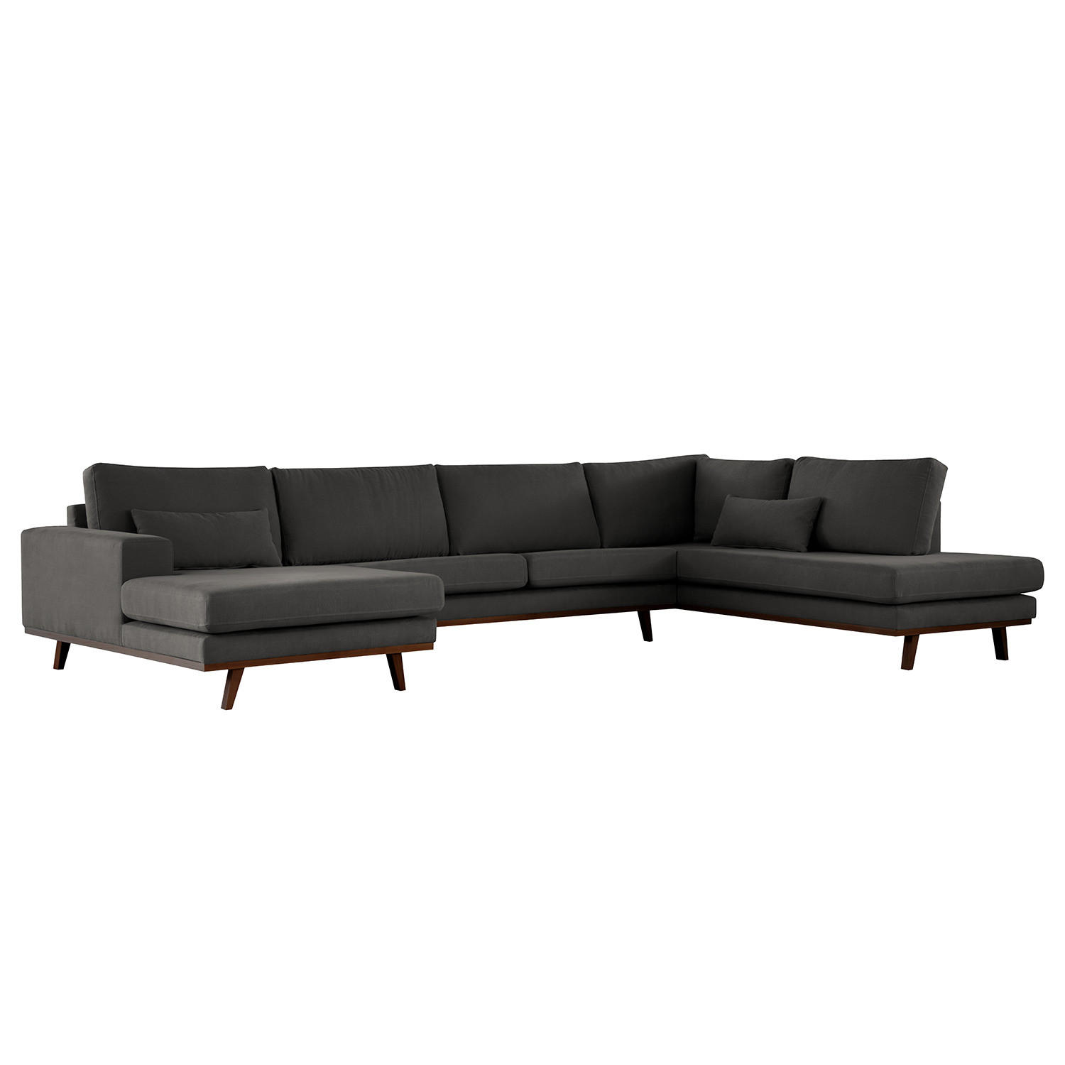 WOHNLANDSCHAFT mit Longchair - Anthrazit/Buchefarben, Textil (371/81/219cm) - home24