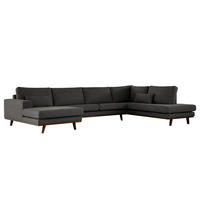 WOHNLANDSCHAFT mit Longchair - Anthrazit/Buchefarben, Textil (371/81/219cm) - home24