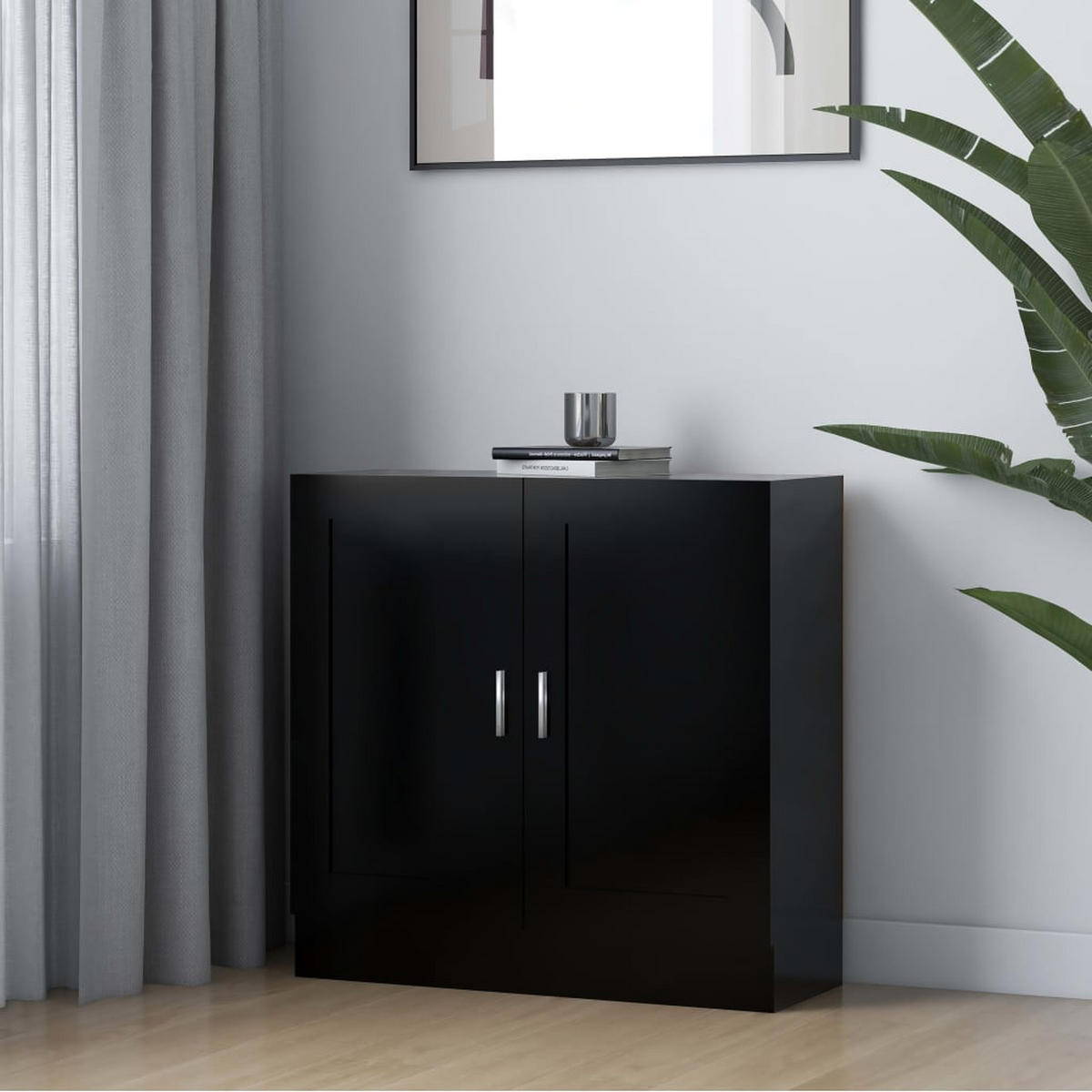 BÜCHERSCHRANK Schwarz 82,5x30,5x80 cm Holzwerkstoff - Schwarz, Holzwerkstoff (82.5/80/30.5cm) - furnicato