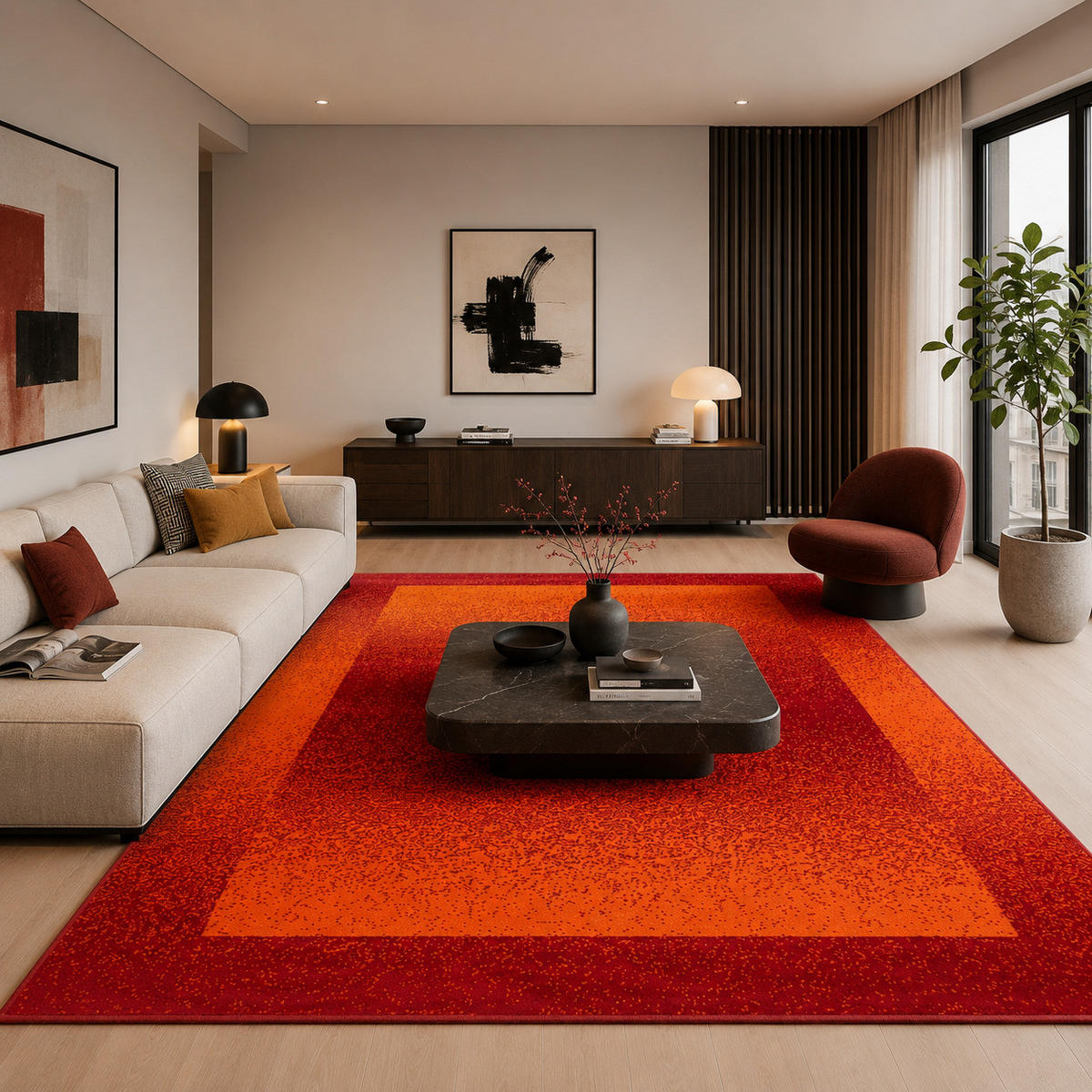 DESIGNER TEPPICH SAMBA MODERN BORDÜRE - Terracotta, Textil (80/150cm) - Pergamon