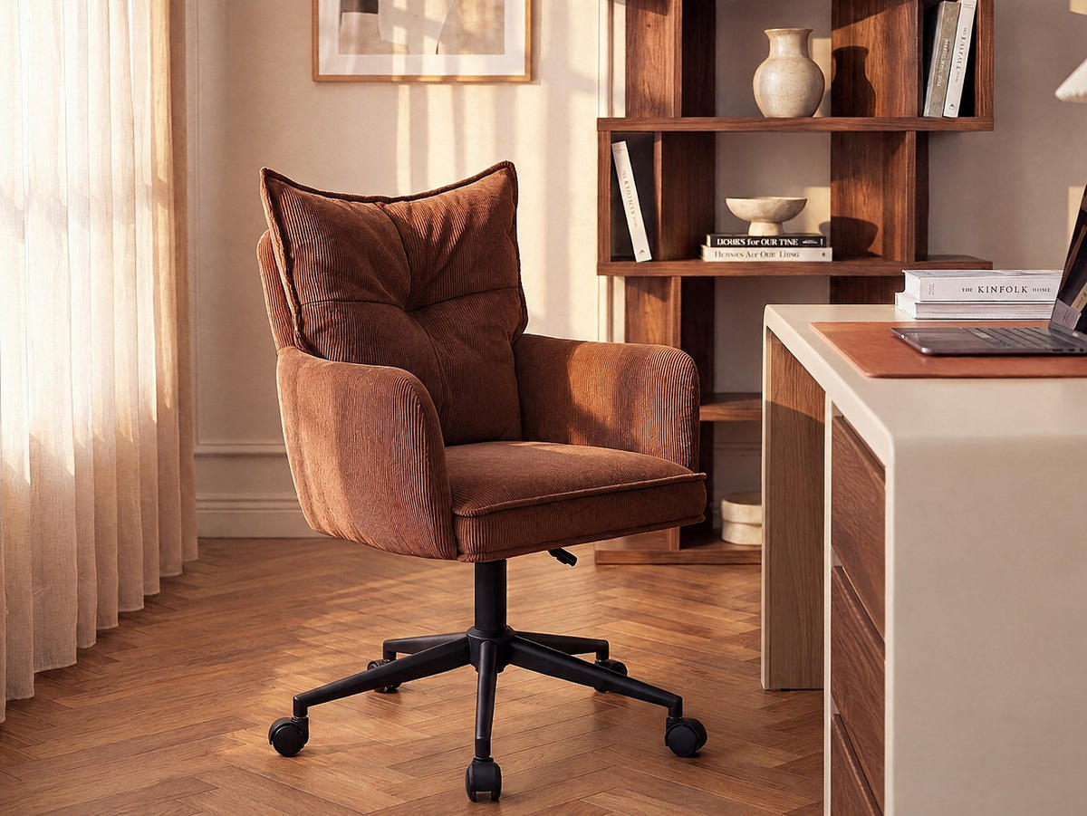 BÜROSTUHL ohne Armlehnen - 59.5 x 64 - samt - terracotta Bataru - Terracotta, Textil/Metall (59.5/88/64cm) - Vente-Unique