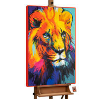 GEMÄLDE Löwengrazie Schattenfugenrahmen Rot 120x80 cm - Rot, Holz (120/80cm) - YS-art gallery