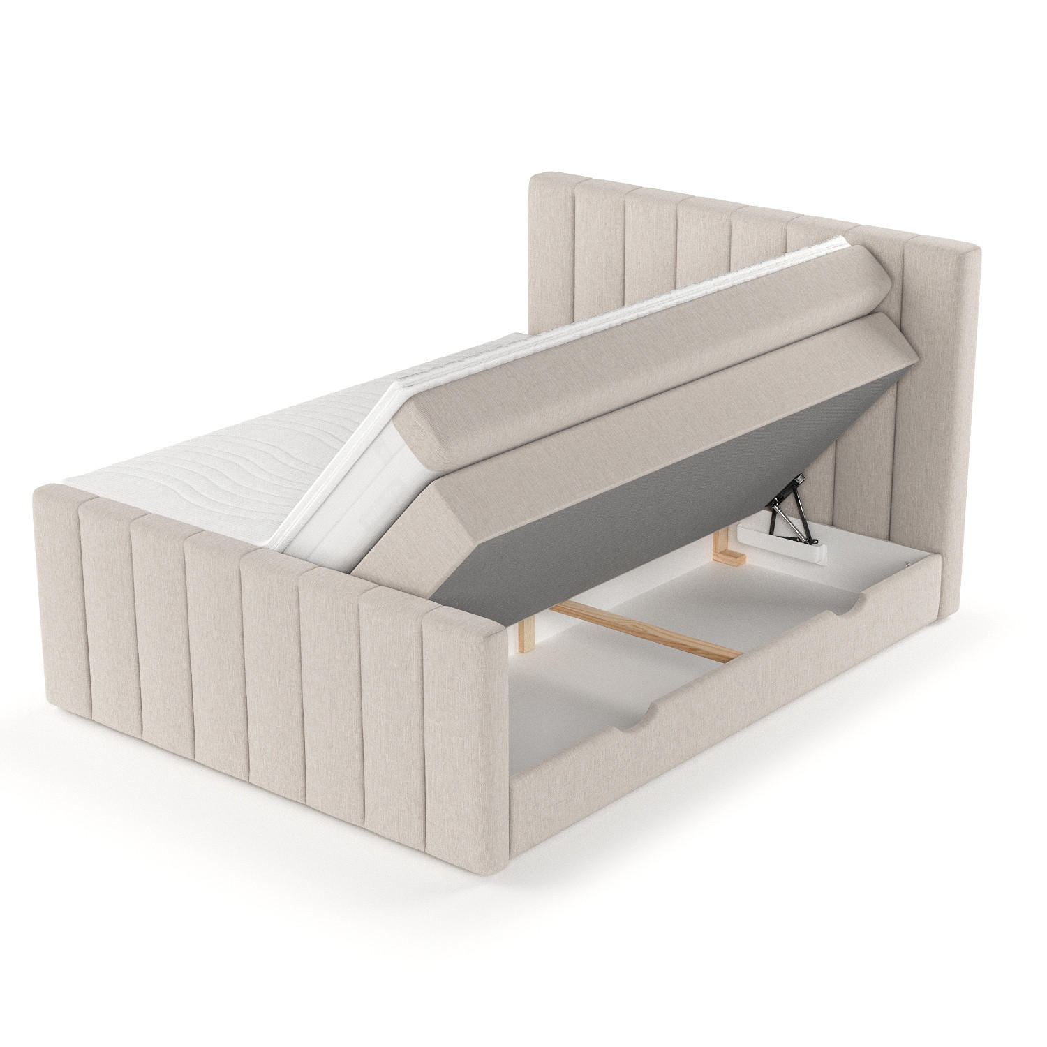 BOXSPRINGBETT Ruby Beige 180/200 cm mit Matratze und Topper - Beige/Schwarz, Holz/Holzwerkstoff (180/200cm) - Maison de Reve